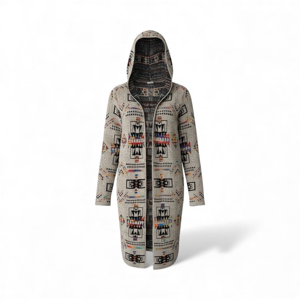 Northern Angel Aztec Hooded Open Front Cardigan Size S